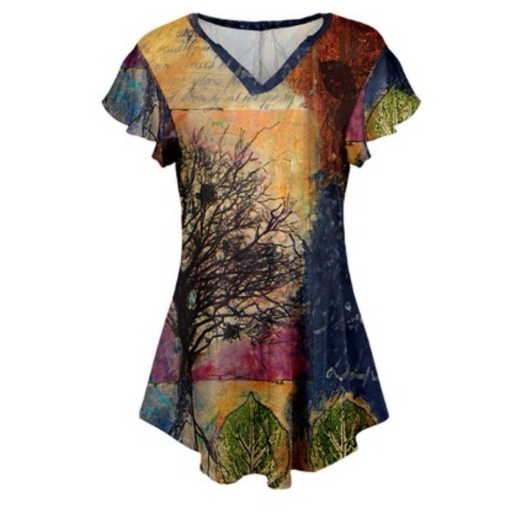NWT flutter sleeve v-neck tunic